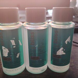 3x BLISS CLEAR GENIUS Lotion Tonique + Serum 2 oz each